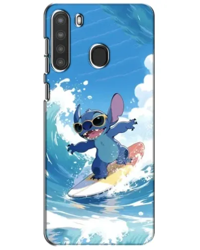 Чехол для Samsung Galaxy A21 (A215) с картинкой «Стич на волне»