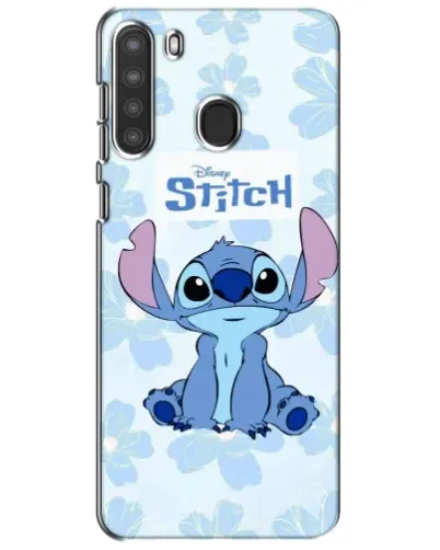 Чехол для Samsung Galaxy A21 (A215) с картинкой «Stitch среди цветов»