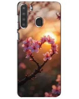 Чехол для Samsung Galaxy A21 (A215) с картинкой «Розовый цвет сердце на фоне заката» Чехол для Samsung Galaxy A21 (A215) с картинкой «Розовый цвет сердце на фоне заката»