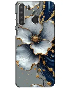 Чехол для Samsung Galaxy A21 (A215) с картинкой «Белый цветок и золотой флюид» Чехол для Samsung Galaxy A21 (A215) с картинкой «Белый цветок и золотой флюид»
