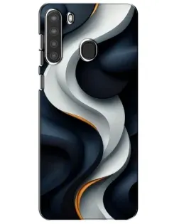 Чехол для Samsung Galaxy A21 (A215) с картинкой «Объемные черно-белые ленты» Чехол для Samsung Galaxy A21 (A215) с картинкой «Объемные черно-белые ленты»