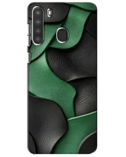 Чехол для Samsung Galaxy A21 (A215) с картинкой «Зеленые кожаные волны»