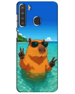 Чехол для Samsung Galaxy A21 (A215) с картинкой «Морская капибара»