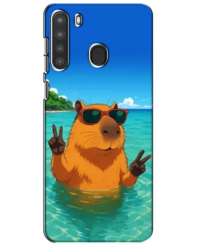 Чехол для Samsung Galaxy A21 (A215) с картинкой «Морская капибара»