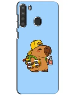 Чехол для Samsung Galaxy A21 (A215) с картинкой «Капибара на скейте»