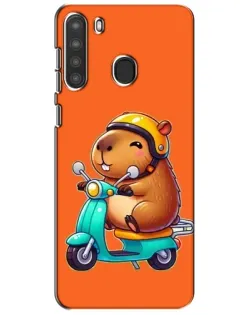 Чехол для Samsung Galaxy A21 (A215) с картинкой «Капибара на скутере»