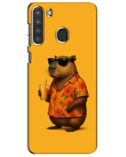Чехол для Samsung Galaxy A21 (A215) с картинкой «Капибара на отдыхе»