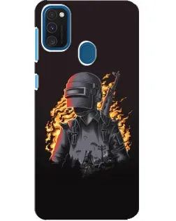 Чехол для Samsung Galaxy A21s с картинкой «PUBG — огненный силуэт»