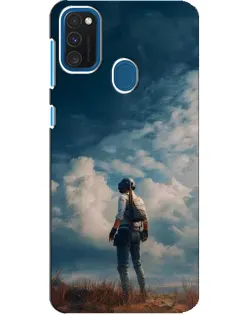 Чехол для Samsung Galaxy A21s с картинкой «Герой PUBG на скале»