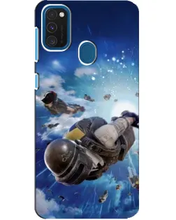 Чехол для Samsung Galaxy A21s с картинкой «Десант PUBG — прыжок»