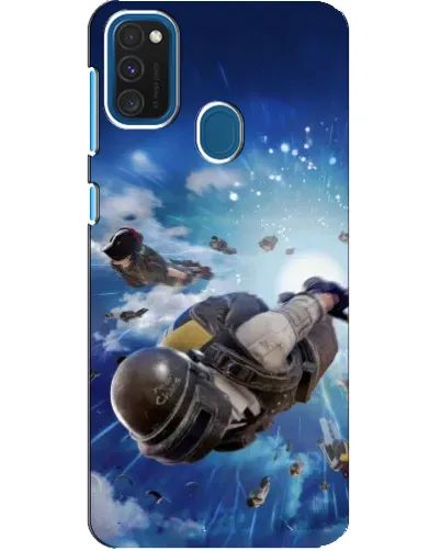 Чехол для Samsung Galaxy A21s с картинкой «Десант PUBG — прыжок»