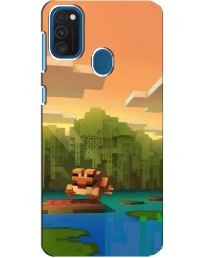 Чехол для Samsung Galaxy A21s с картинкой «Майнкрафт закат солнца»