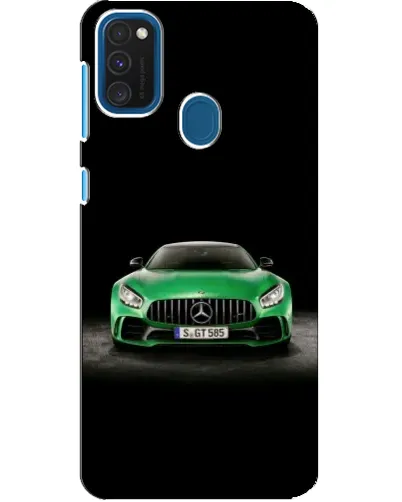 Чехол для Samsung Galaxy A21s с картинкой «Mercedes — неоновый лого»