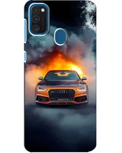 Чехол для Samsung Galaxy A21s с картинкой «Audi в огненном дыму»