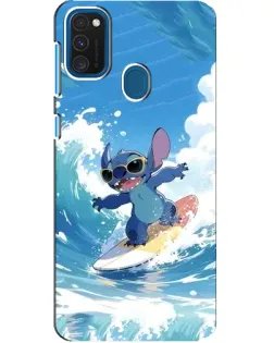 Чехол для Samsung Galaxy A21s с картинкой «Стич на волне»