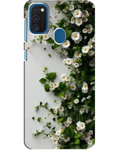 Чехол для Samsung Galaxy A21s с картинкой «Ветка мелких белых цветов»
