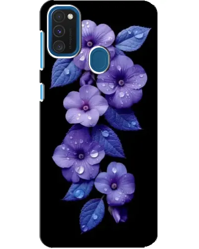 Чехол для Samsung Galaxy A21s с картинкой «Фиолетовые цветы с росою»