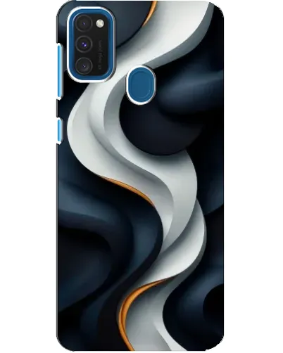 Чехол для Samsung Galaxy A21s с картинкой «Объемные черно-белые ленты»