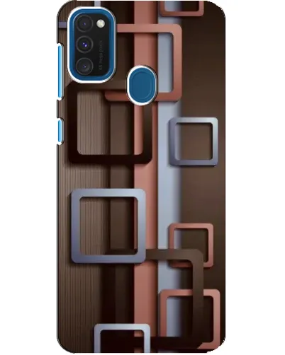 Чехол для Samsung Galaxy A21s с картинкой «Коричневые объемные квадраты»
