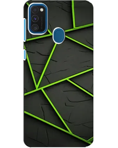 Чехол для Samsung Galaxy A21s с картинкой «Зеленые геометрические линии»