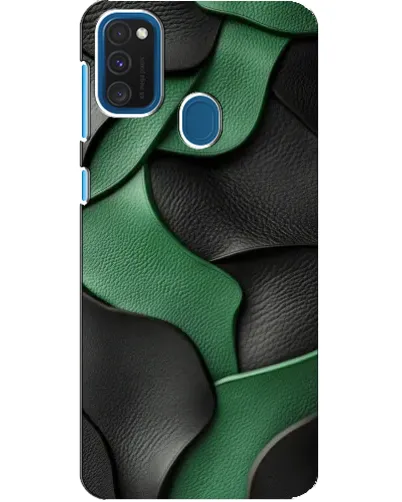Чехол для Samsung Galaxy A21s с картинкой «Зеленые кожаные волны»