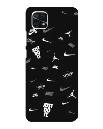 Чехол для Samsung Galaxy A22 5G с картинкой «Nike Black Pattern»