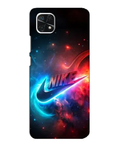 Чехол для Samsung Galaxy A22 5G с картинкой «Огненный логотип Nike»