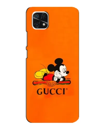 Чехол для Samsung Galaxy A22 5G с картинкой «Микки Маус Gucci — оранж» Чехол для Samsung Galaxy A22 5G с картинкой «Микки Маус Gucci — оранж»