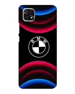 Чехол для Samsung Galaxy A22 5G с картинкой «Логотип BMW и неоновые дуги» Чехол для Samsung Galaxy A22 5G с картинкой «Логотип BMW и неоновые дуги»