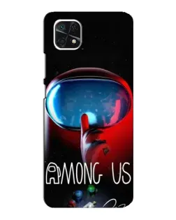 Чехол для Samsung Galaxy A22 5G с картинкой «Красный импостер — макро»