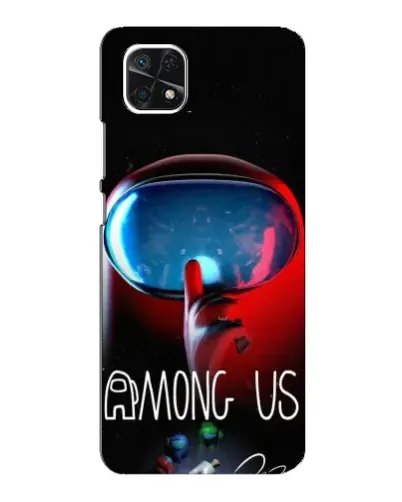 Чехол для Samsung Galaxy A22 5G с картинкой «Красный импостер — макро»