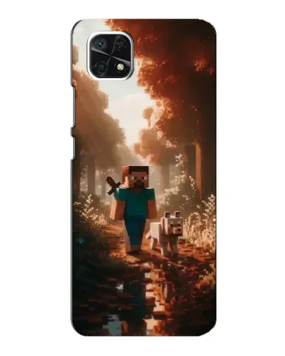 Чехол для Samsung Galaxy A22 5G с картинкой «Стив в лесу»