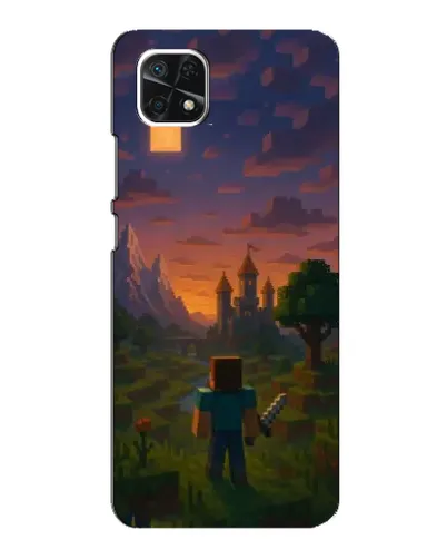 Чехол для Samsung Galaxy A22 5G с картинкой «Стив у башни»