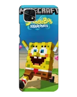 Чехол для Samsung Galaxy A22 5G с картинкой «Губка Боб Minecraft»