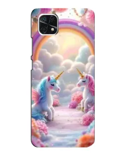 Чехол для Samsung Galaxy A22 5G с картинкой «Радуга и единороги»