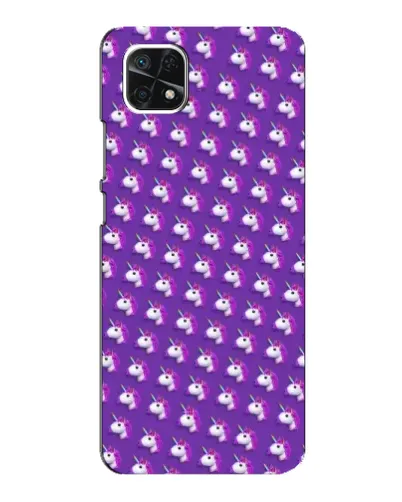 Чехол для Samsung Galaxy A22 5G с картинкой «Единороги на фиолетовом»