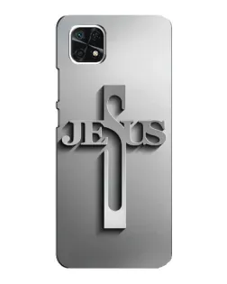 Чехол для Samsung Galaxy A22 5G с картинкой «Металлический крест Jesus»