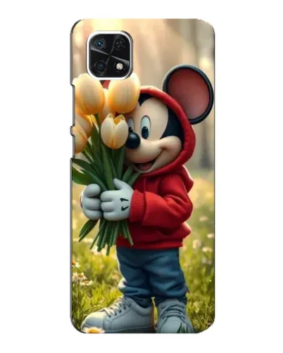 Чехол для Samsung Galaxy A22 5G с картинкой «Микки с тюльпанами»