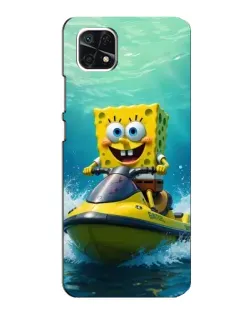 Чехол для Samsung Galaxy A22 5G с картинкой «Спанч Боб на гидроцикле»