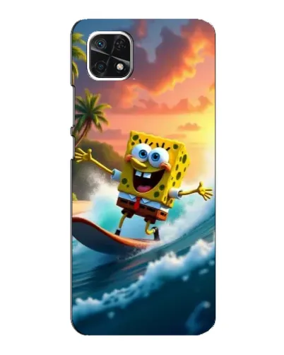 Чехол для Samsung Galaxy A22 5G с картинкой «Губка Боб серфингист»