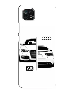 Чехол для Samsung Galaxy A22 5G с картинкой «Audi — контрастный дизайн» Чехол для Samsung Galaxy A22 5G с картинкой «Audi — контрастный дизайн»