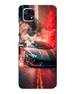 Чехол для Samsung Galaxy A22 5G с картинкой «Lamborghini красный дым»