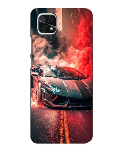 Чехол для Samsung Galaxy A22 5G с картинкой «Lamborghini красный дым»
