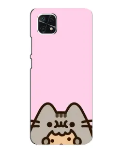 Чехол для Samsung Galaxy A22 5G с картинкой «Pusheen и печенье»