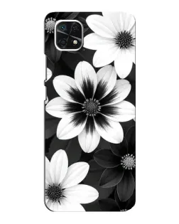 Чехол для Samsung Galaxy A22 5G с картинкой «Монохромные астры»