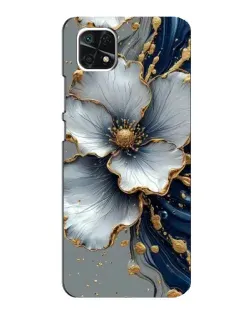 Чехол для Samsung Galaxy A22 5G с картинкой «Белый цветок и золотой флюид»