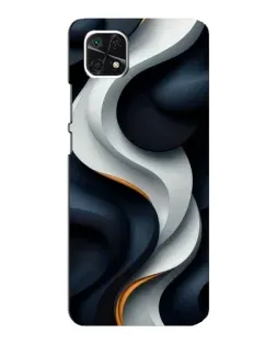 Чехол для Samsung Galaxy A22 5G с картинкой «Объемные черно-белые ленты» Чехол для Samsung Galaxy A22 5G с картинкой «Объемные черно-белые ленты»
