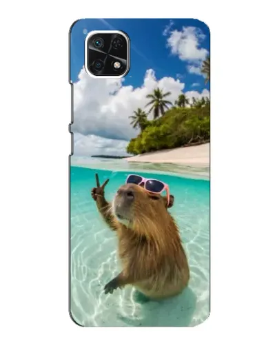 Чехол для Samsung Galaxy A22 5G с картинкой «Капибара на море»