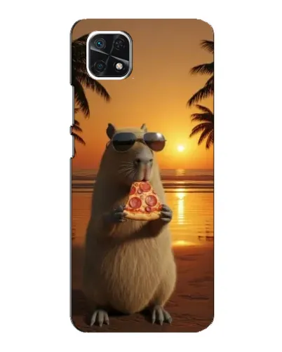 Чехол для Samsung Galaxy A22 5G с картинкой «Капибара с пиццей»