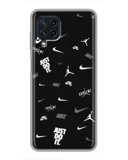 Чехол для Samsung Galaxy A22 с картинкой «Nike Black Pattern»
